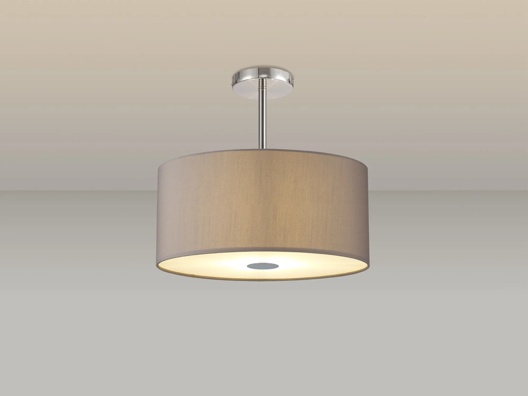 Baymont 40cm Semi Flush 5 Light Polished Chrome, Grey, Frosted Diffuser DK0460  Deco Baymont CH GR